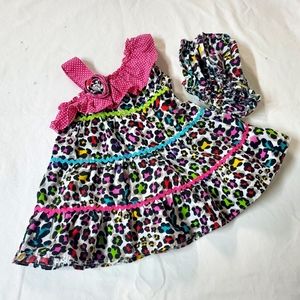 Rainbow Leopard Dress w/diaper cover